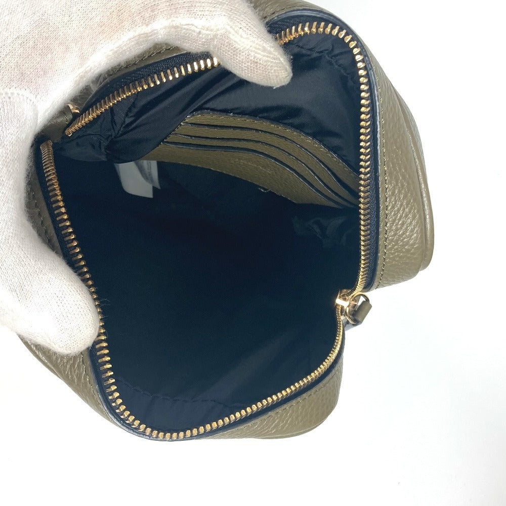 VERSACE Medusa Logo Crossbody Pochette Shoulder Bag Leather Unisex Brown