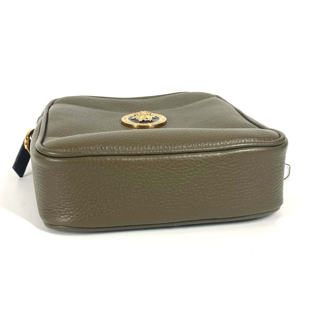 VERSACE Medusa Logo Crossbody Pochette Shoulder Bag Leather Unisex Brown