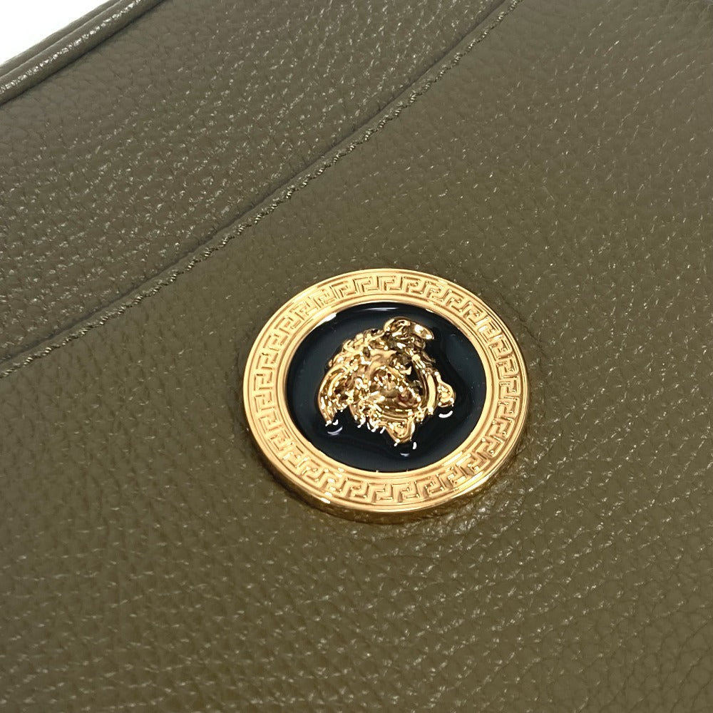 VERSACE Medusa Logo Crossbody Pochette Shoulder Bag Leather Unisex Brown