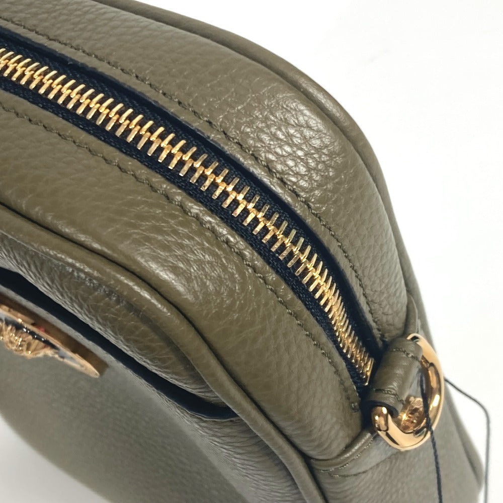 VERSACE Medusa Logo Crossbody Pochette Shoulder Bag Leather Unisex Brown