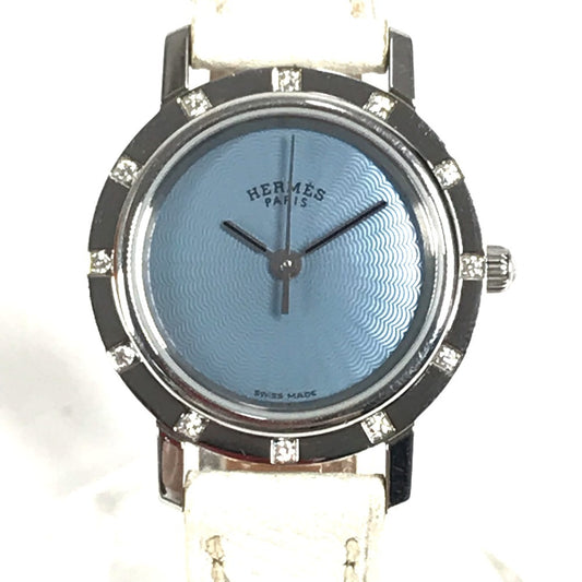 HERMES CL4.230 クリッパー ナクレ 12P ダイヤ ダイヤモンド レディースウォッチ ウォッチ 時計 レザーベルト 腕時計 レザー レディース ホワイト