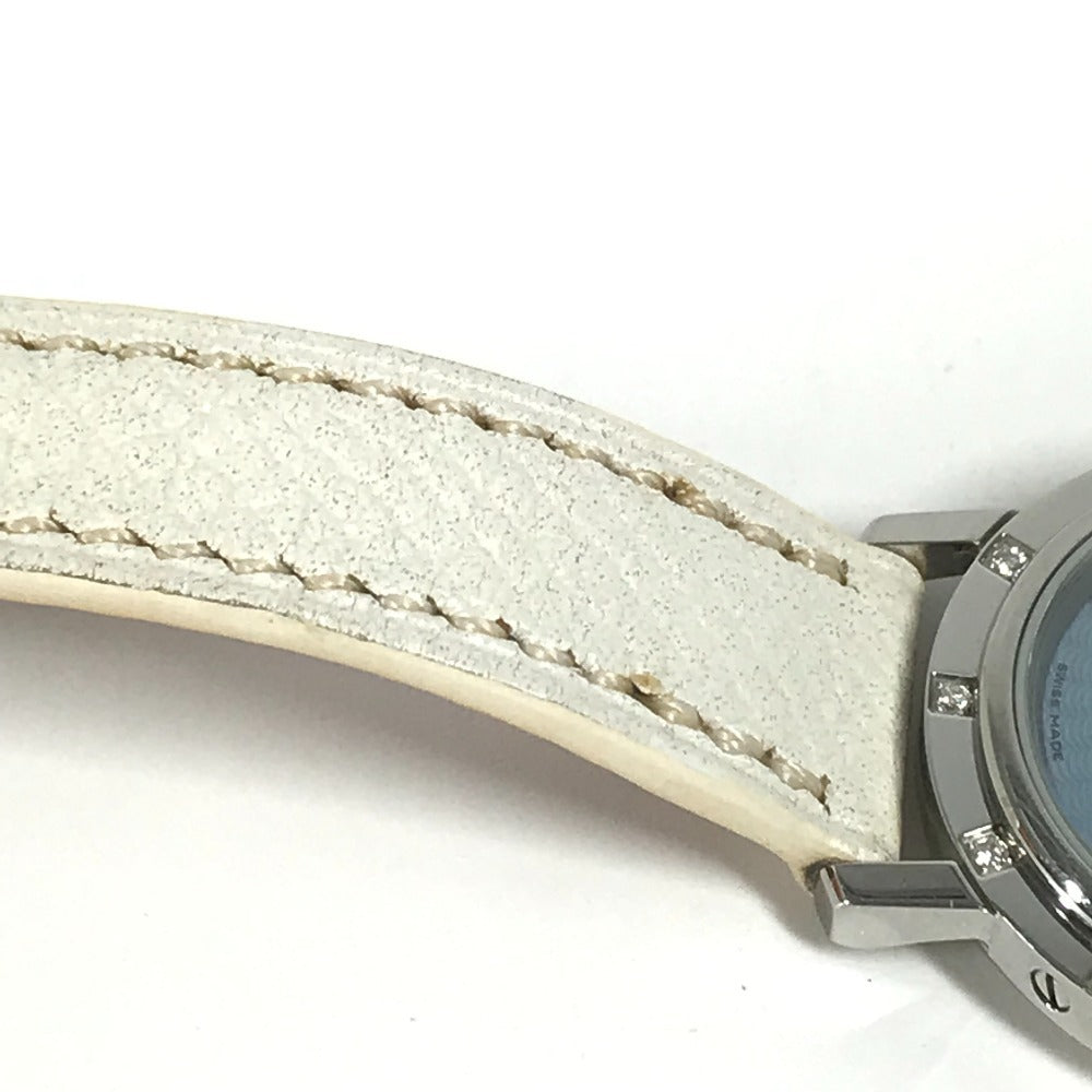 HERMES CL4.230 Clipper Nacle 12-Piece Diamond Women's Watch with Leather Strap, White