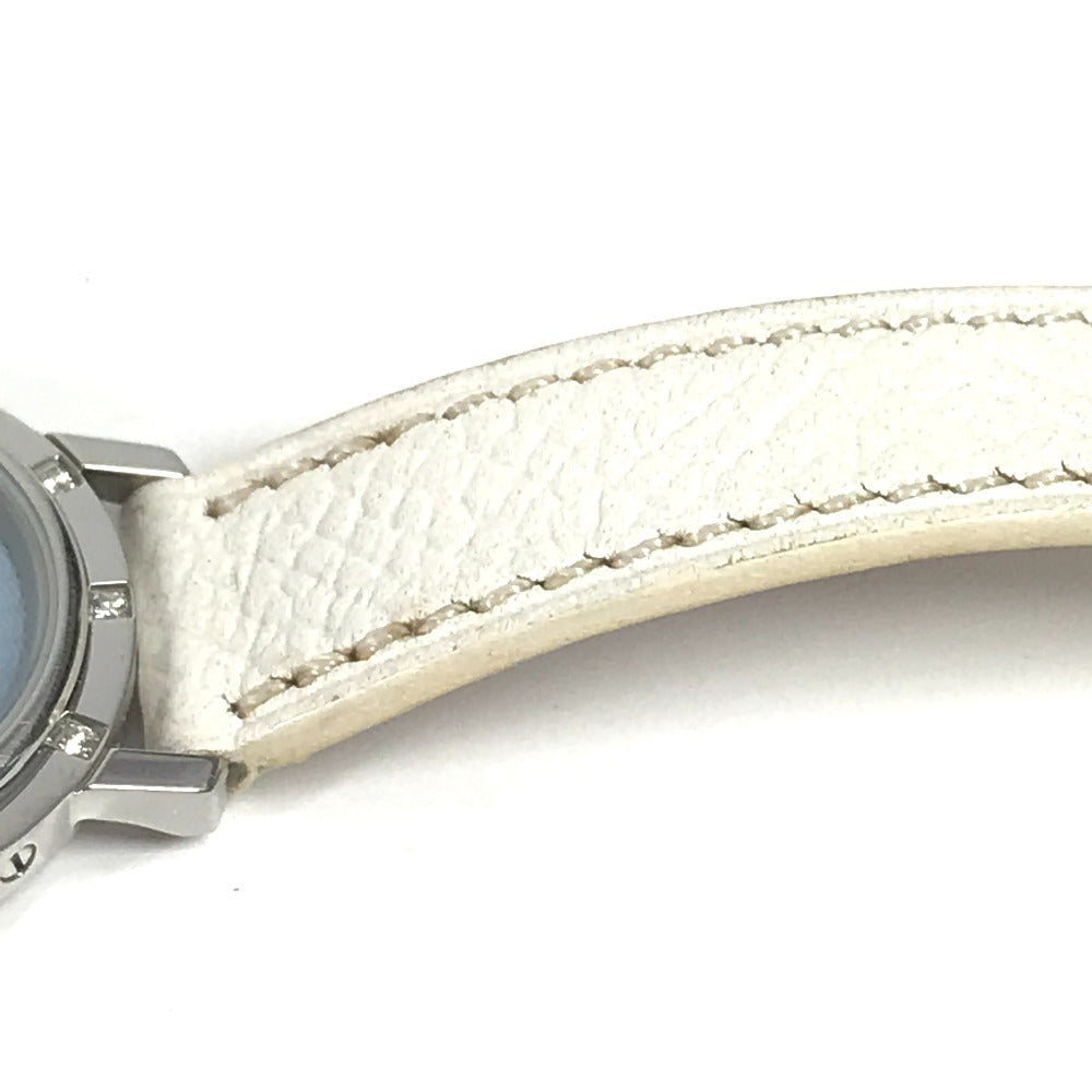 HERMES CL4.230 Clipper Nacle 12-Piece Diamond Women's Watch with Leather Strap, White