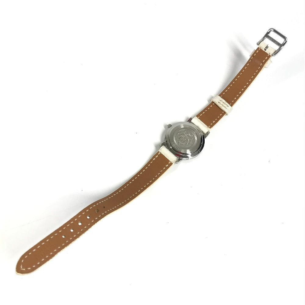 HERMES CL4.230 Clipper Nacle 12-Piece Diamond Women's Watch with Leather Strap, White