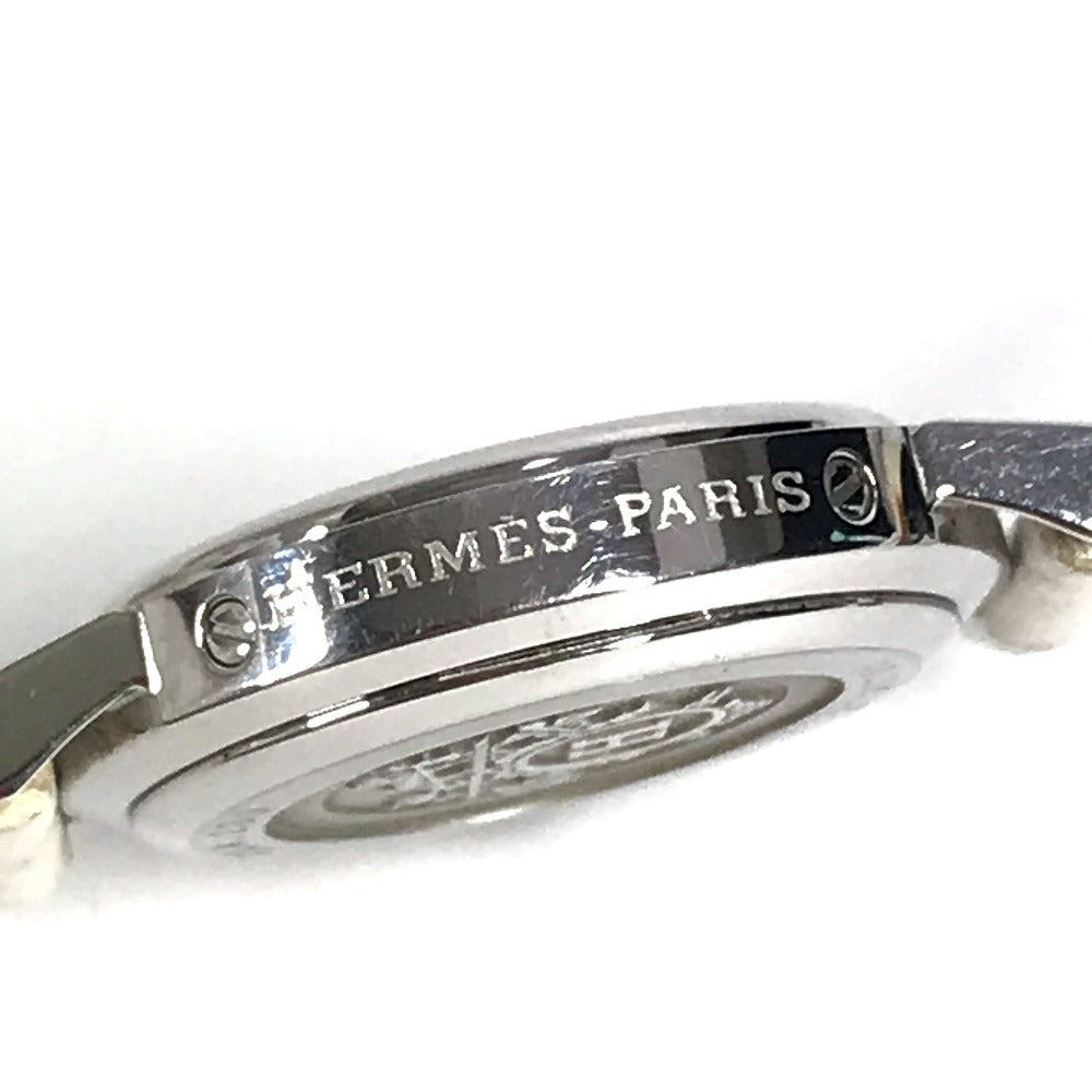 HERMES CL4.230 Clipper Nacle 12-Piece Diamond Women's Watch with Leather Strap, White