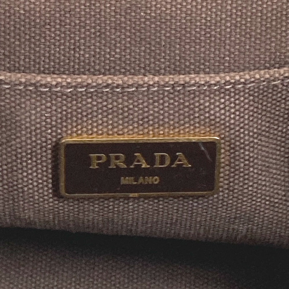PRADA Canapa Logo Border Tote Bag, Canvas Handbag, Women's, Brown