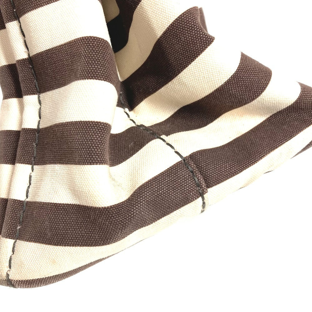 PRADA Canapa Logo Border Tote Bag, Canvas Handbag, Women's, Brown