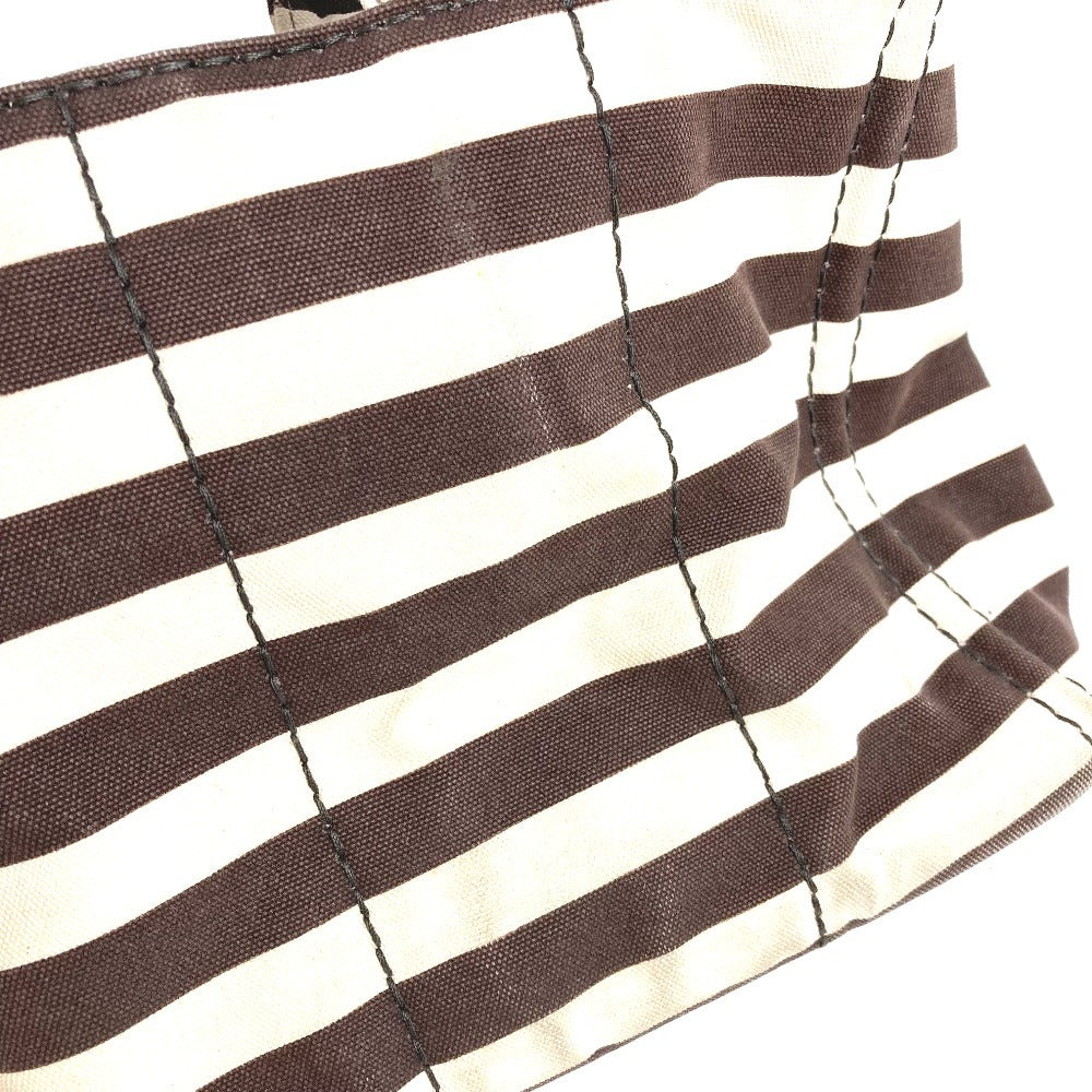 PRADA Canapa Logo Border Tote Bag, Canvas Handbag, Women's, Brown