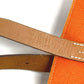 HERMES Etrivière Elan Shoulder Tote Bag in Leather/Canvas, Unisex, Orange