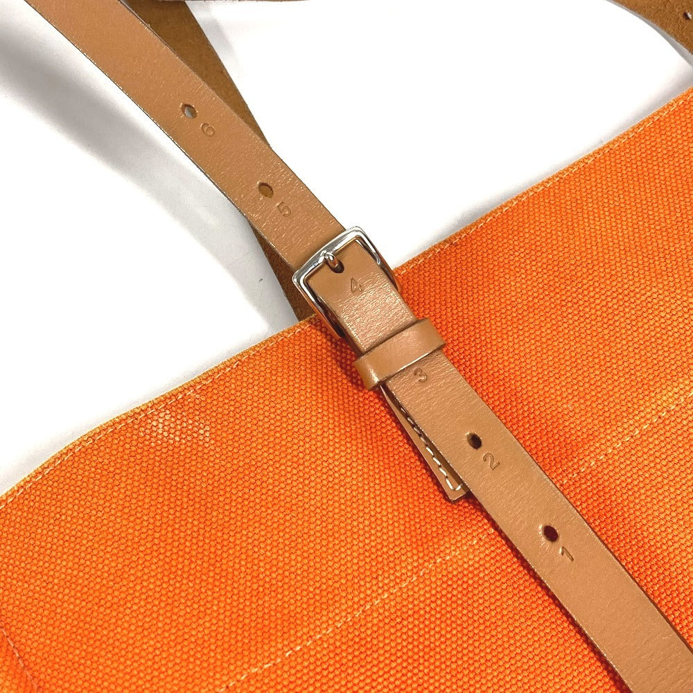 HERMES Etrivière Elan Shoulder Tote Bag in Leather/Canvas, Unisex, Orange
