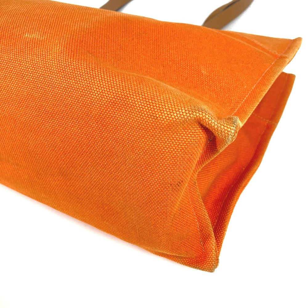 HERMES Etrivière Elan Shoulder Tote Bag in Leather/Canvas, Unisex, Orange