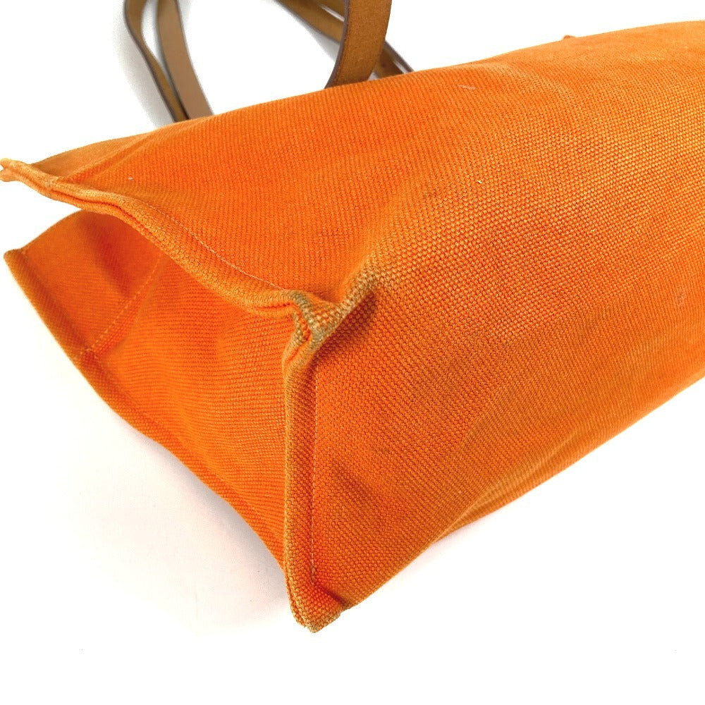 HERMES Etrivière Elan Shoulder Tote Bag in Leather/Canvas, Unisex, Orange