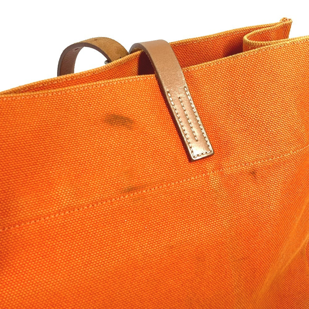 HERMES Etrivière Elan Shoulder Tote Bag in Leather/Canvas, Unisex, Orange