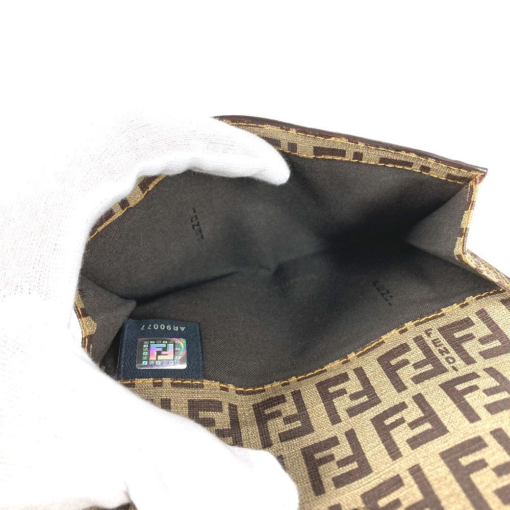 FENDI Zucca Logo Zucchino Compact Wallet, Bi-fold Leather/PVC, Unisex, Brown