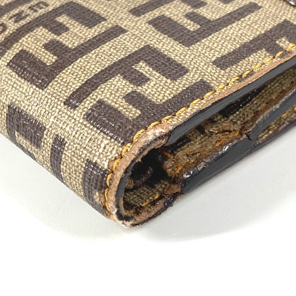 FENDI Zucca Logo Zucchino Compact Wallet, Bi-fold Leather/PVC, Unisex, Brown