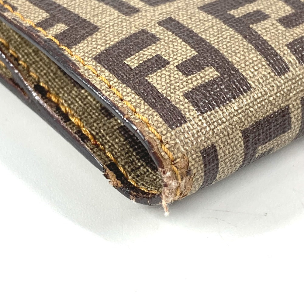 FENDI Zucca Logo Zucchino Compact Wallet, Bi-fold Leather/PVC, Unisex, Brown