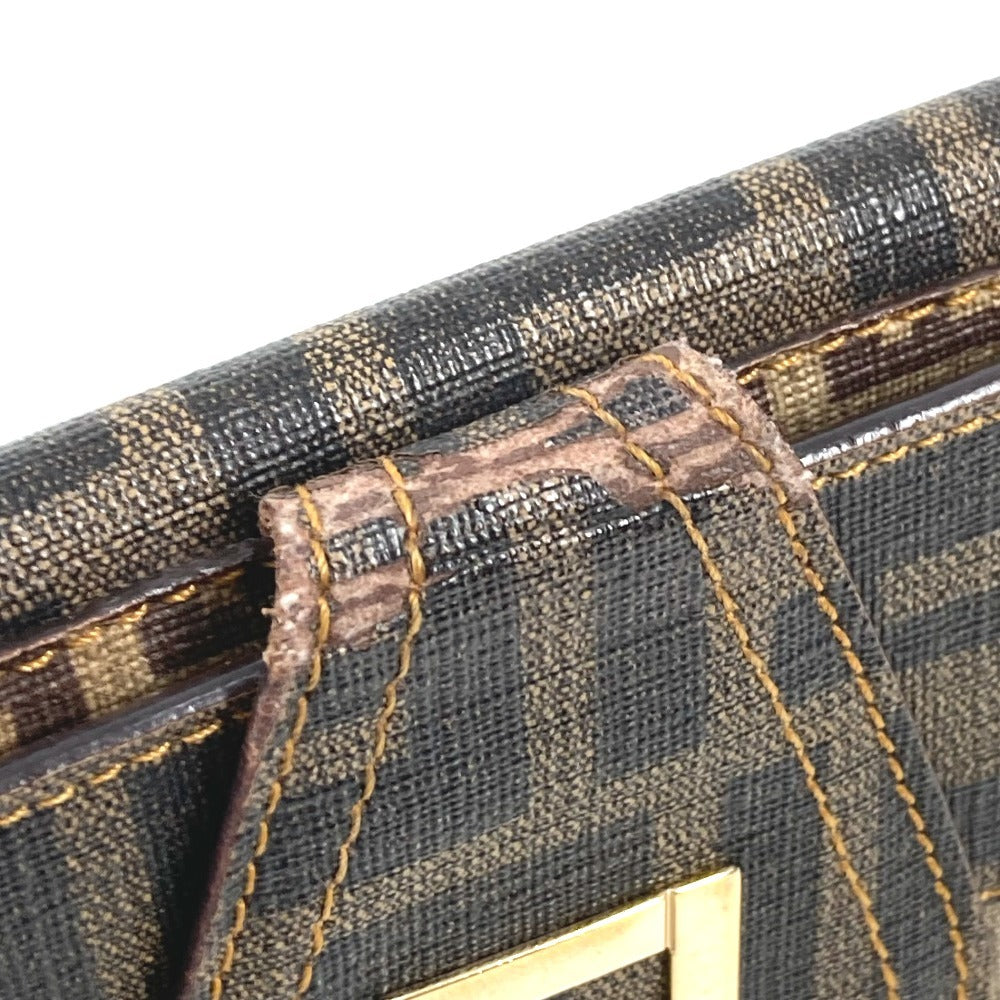 FENDI Zucca Logo Zucchino Compact Wallet, Bi-fold Leather/PVC, Unisex, Brown
