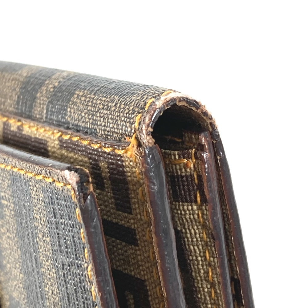 FENDI Zucca Logo Zucchino Compact Wallet, Bi-fold Leather/PVC, Unisex, Brown