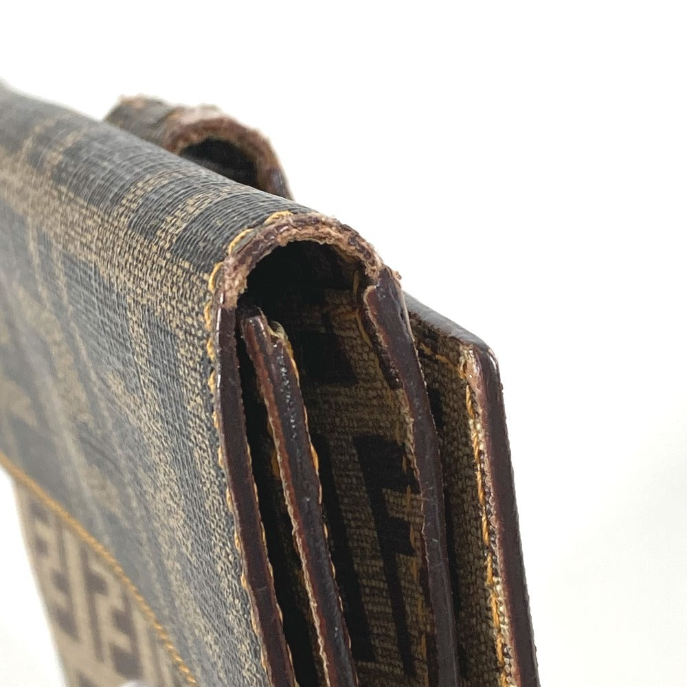 FENDI Zucca Logo Zucchino Compact Wallet, Bi-fold Leather/PVC, Unisex, Brown