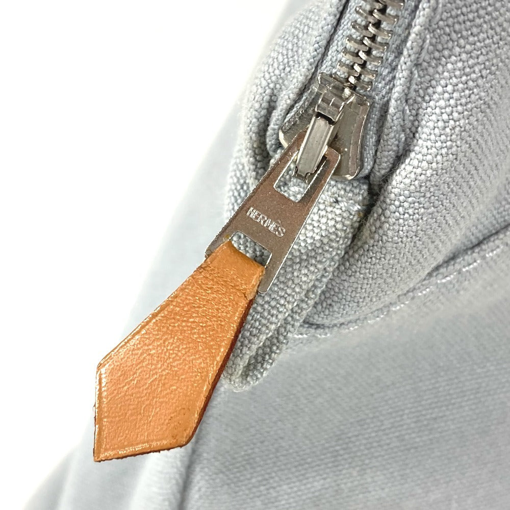 HERMES Baby BABY Diaper Pouch GM Pouch GM Makeup Pouch Travel Pouch Cosmetic Pouch Leather/Canvas Women's Gray