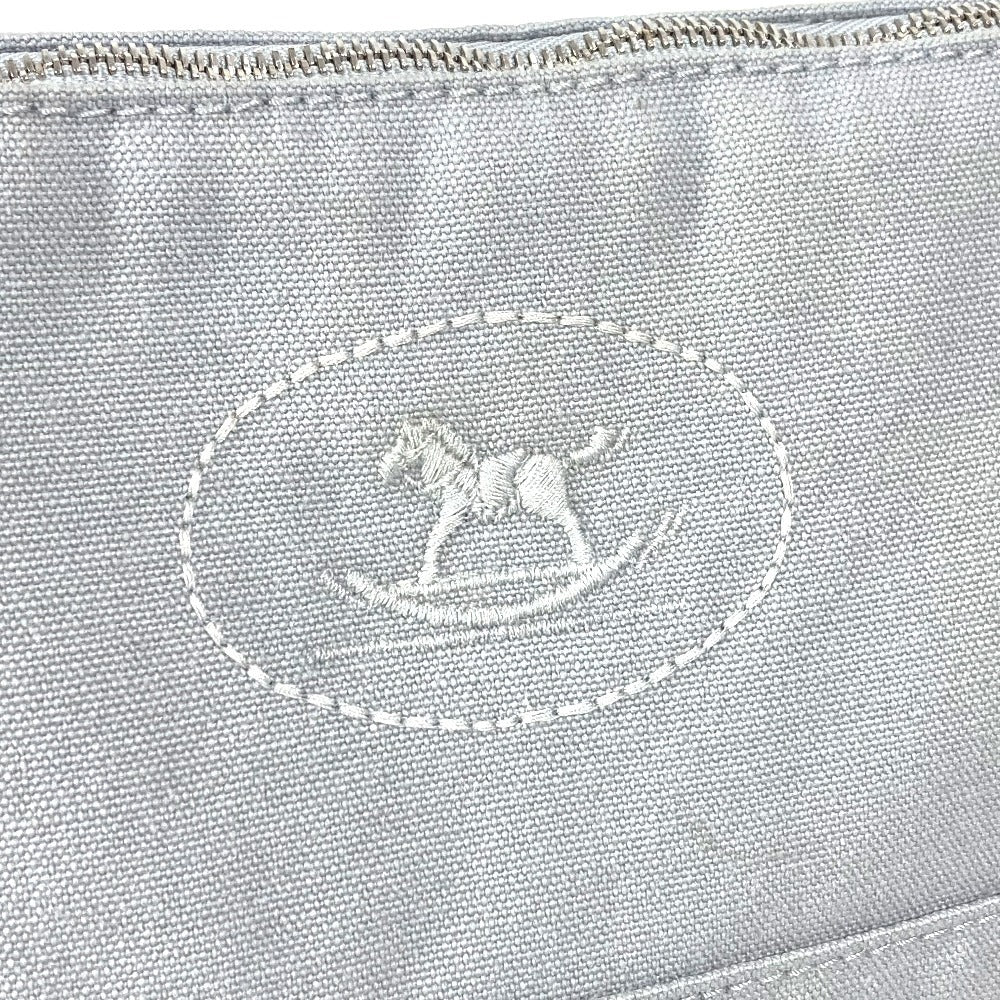 HERMES Baby BABY Diaper Pouch GM Pouch GM Makeup Pouch Travel Pouch Cosmetic Pouch Leather/Canvas Women's Gray