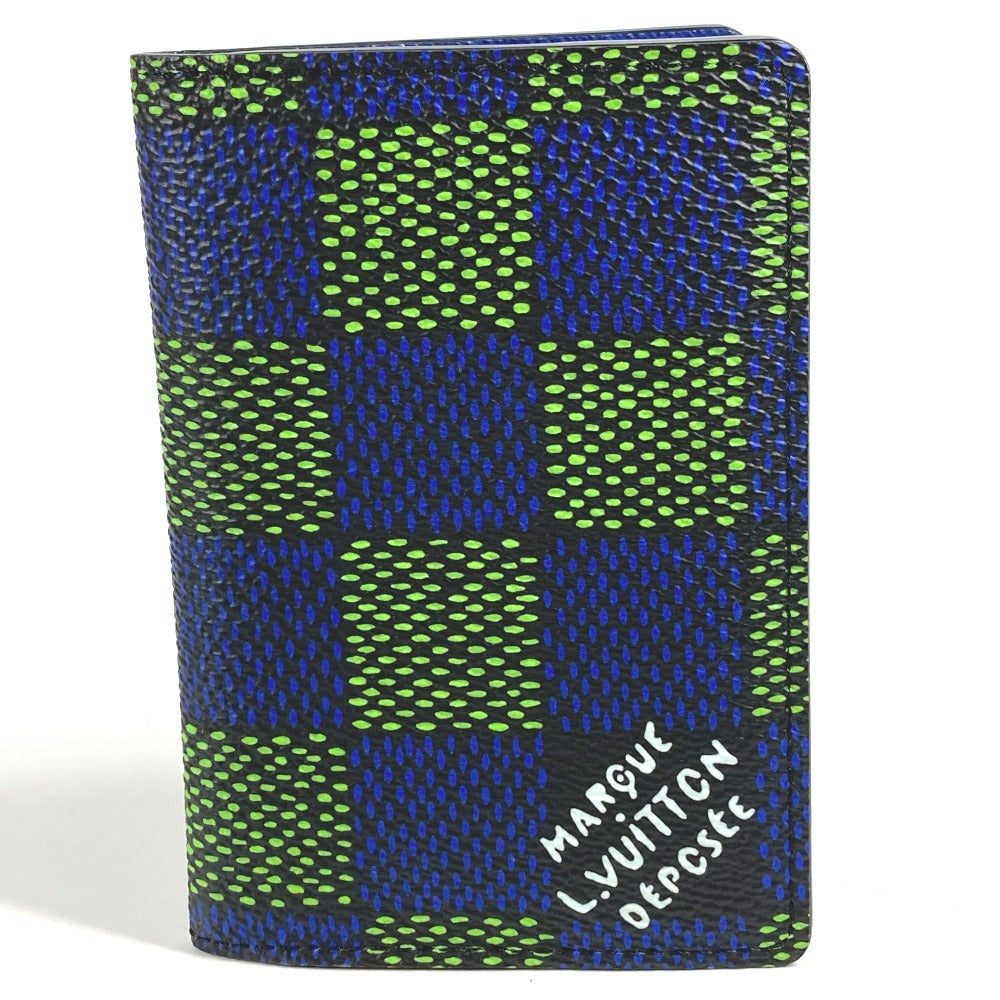 LOUIS VUITTON N00143 Damier Heritage Organizer de Poche Business Card Holder, Pass Case, Card Case, Leather/Canvas, Unisex, Blue