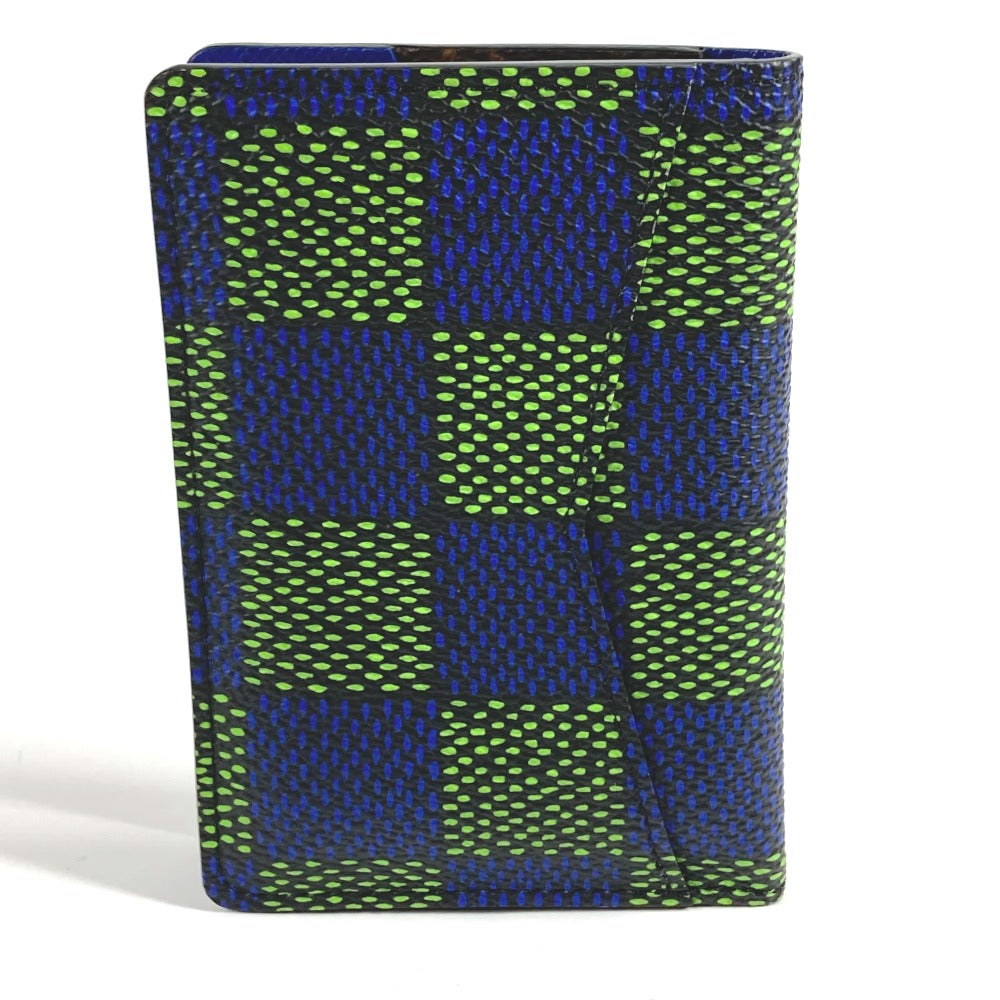 LOUIS VUITTON N00143 Damier Heritage Organizer de Poche Business Card Holder, Pass Case, Card Case, Leather/Canvas, Unisex, Blue