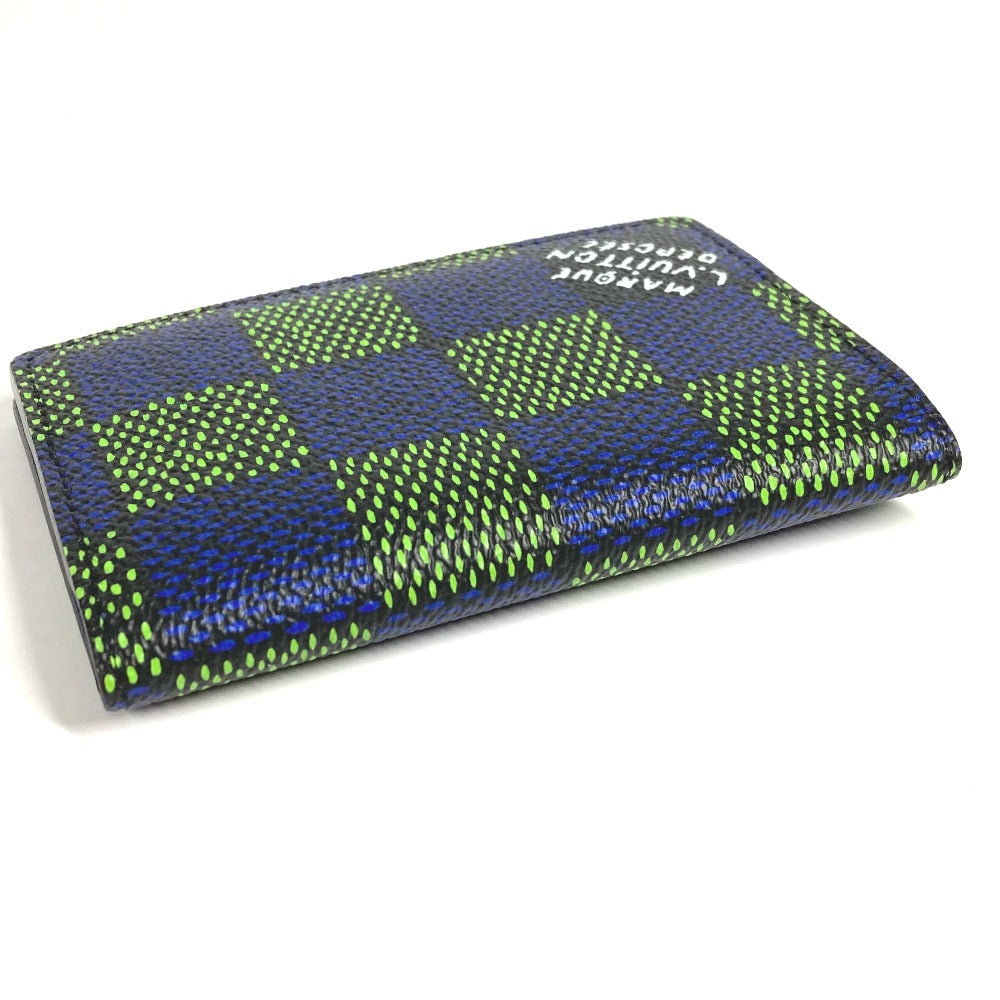 LOUIS VUITTON N00143 Damier Heritage Organizer de Poche Business Card Holder, Pass Case, Card Case, Leather/Canvas, Unisex, Blue
