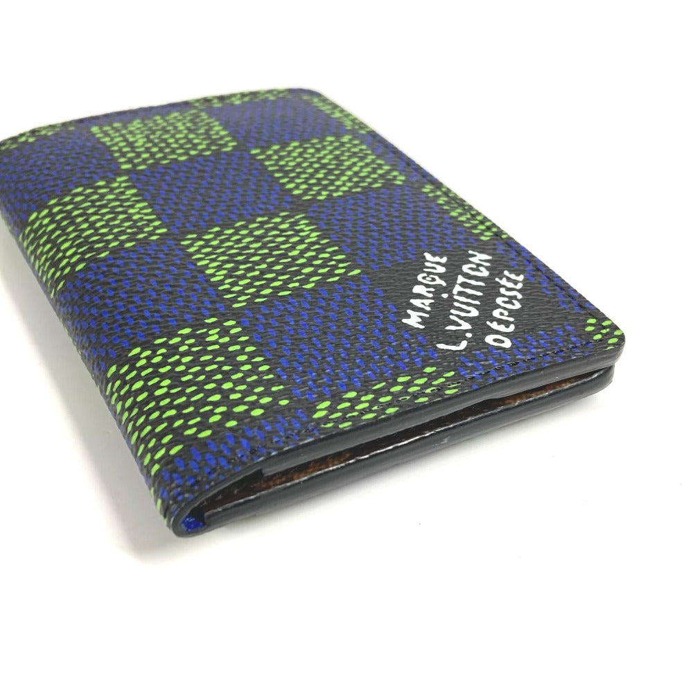 LOUIS VUITTON N00143 Damier Heritage Organizer de Poche Business Card Holder, Pass Case, Card Case, Leather/Canvas, Unisex, Blue