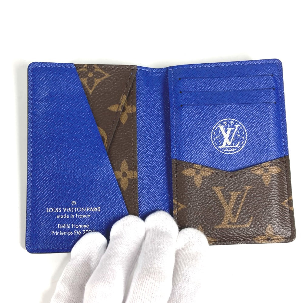 LOUIS VUITTON N00143 Damier Heritage Organizer de Poche Business Card Holder, Pass Case, Card Case, Leather/Canvas, Unisex, Blue