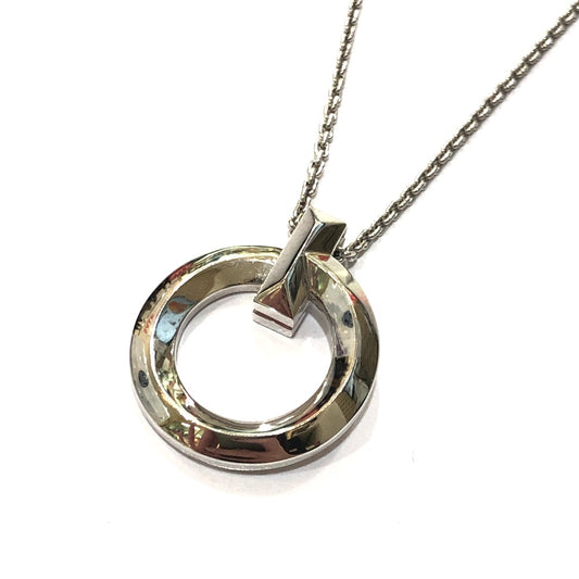 TIFFANY&Co. WG750 金 Tワン サークル ペンダント チェーンネックレス アクセサリー ジュエリー ネックレス Au750 レディース シルバー