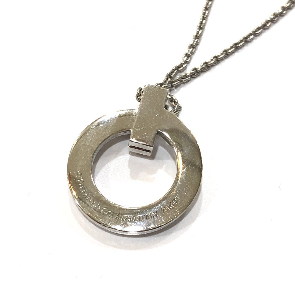 TIFFANY &amp; Co. WG750 Gold T-One Circle Pendant Chain Necklace, Accessory, Jewelry, Necklace, Au750, Women's, Silver