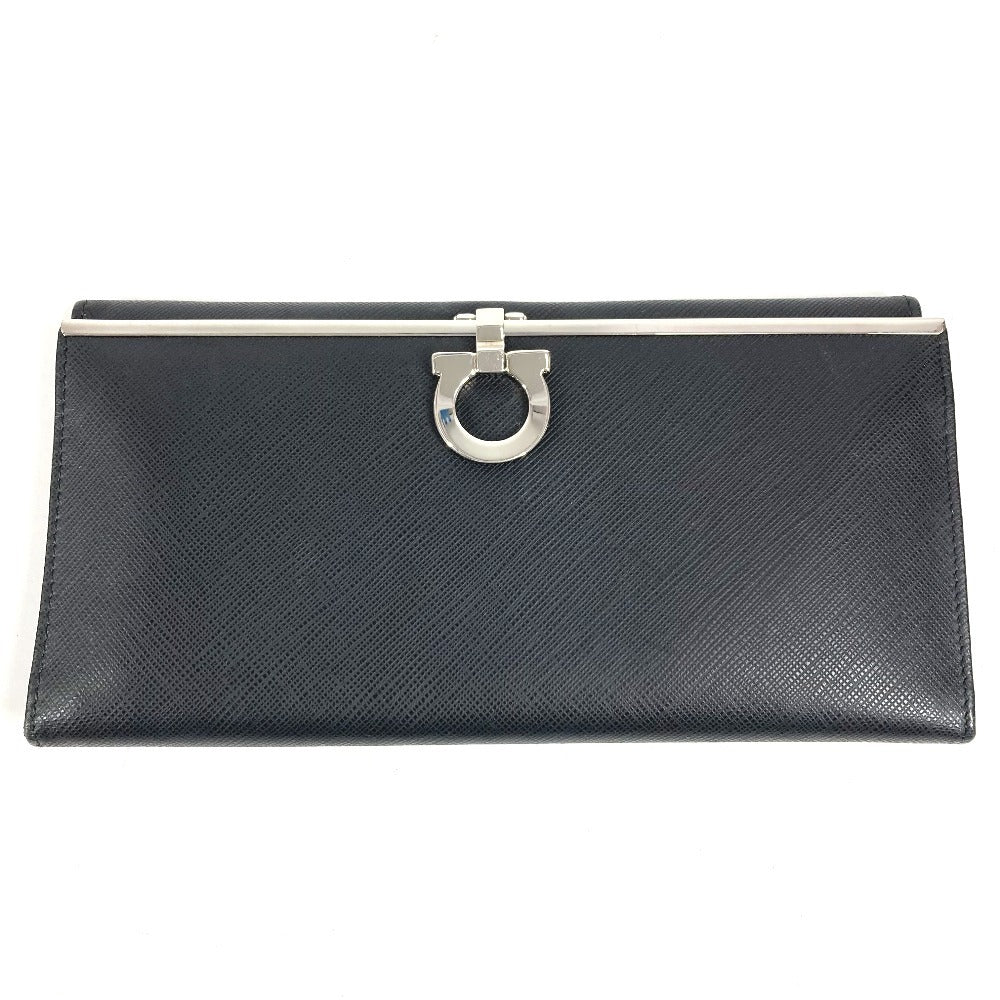 Salvatore Ferragamo Gancini Logo Long Wallet in Black Leather, Unisex
