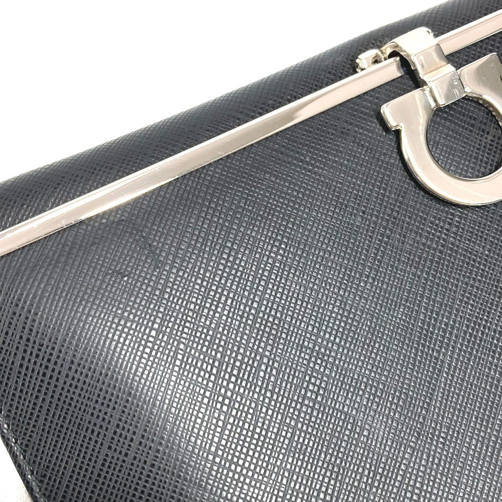 Salvatore Ferragamo Gancini Logo Long Wallet in Black Leather, Unisex