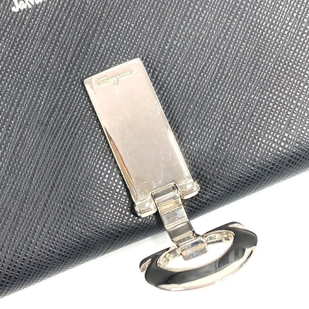 Salvatore Ferragamo Gancini Logo Long Wallet in Black Leather, Unisex