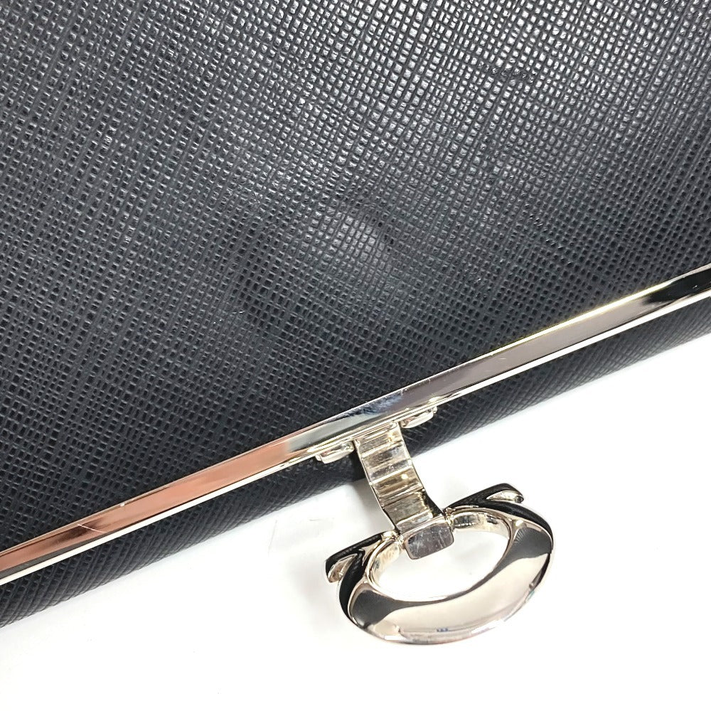Salvatore Ferragamo Gancini Logo Long Wallet in Black Leather, Unisex