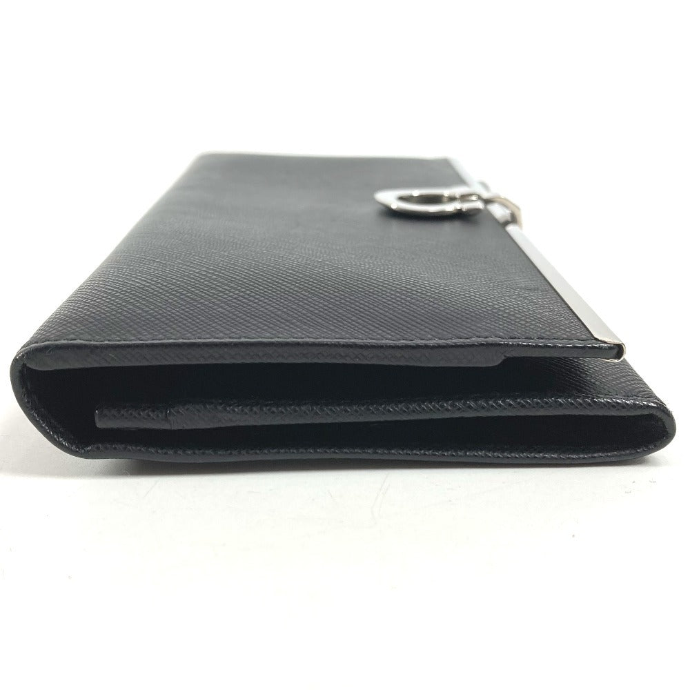 Salvatore Ferragamo Gancini Logo Long Wallet in Black Leather, Unisex