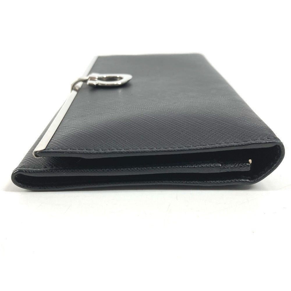 Salvatore Ferragamo Gancini Logo Long Wallet in Black Leather, Unisex