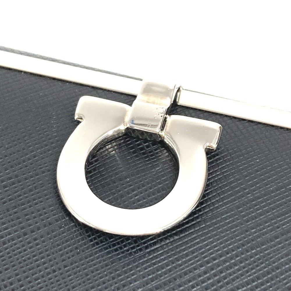Salvatore Ferragamo Gancini Logo Long Wallet in Black Leather, Unisex