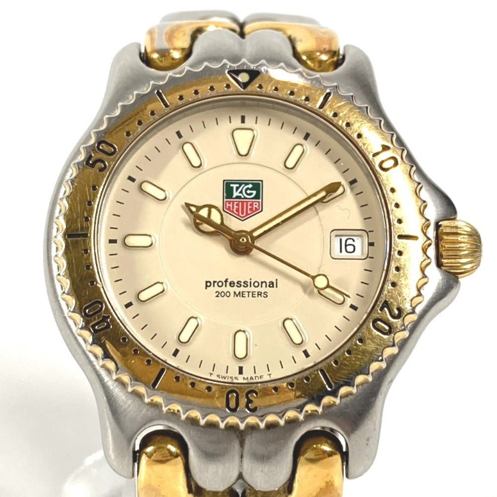 TAG HEUER WG1221-KO Professional Quartz Date Two-Way Watch, Stainless Steel/GP, Men's, Silver