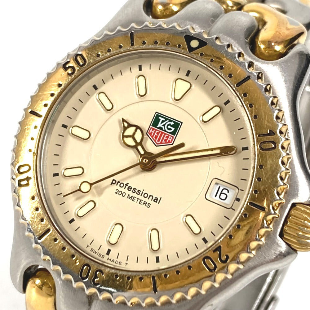 TAG HEUER WG1221-KO Professional Quartz Date Two-Way Watch, Stainless Steel/GP, Men's, Silver