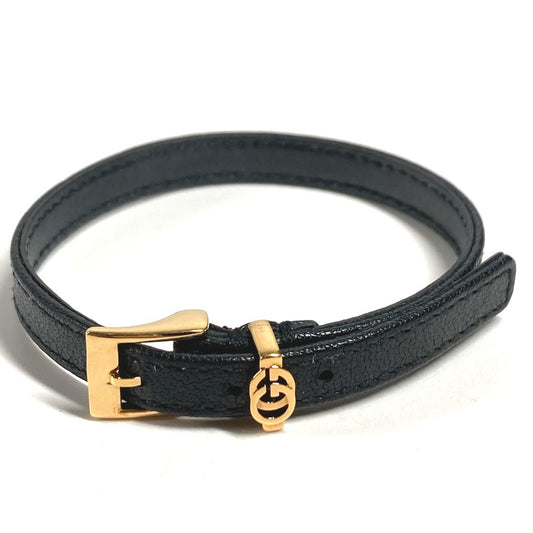 GUCCI GG ロゴ アクセサリー レザーブレス 革ブレス ブレスレット レザー ユニセックス ブラック