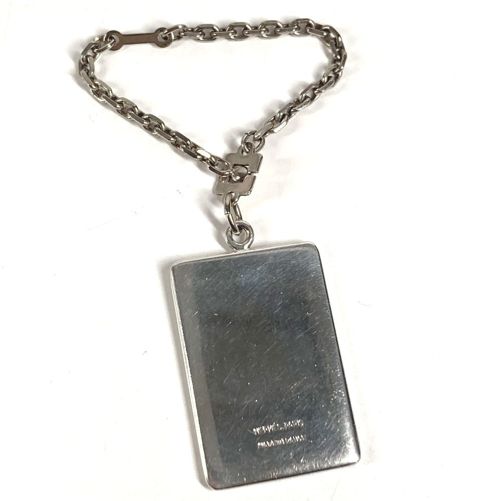 HERMES Logo Enameled Chain Bag Charm Keychain Metal Unisex Silver