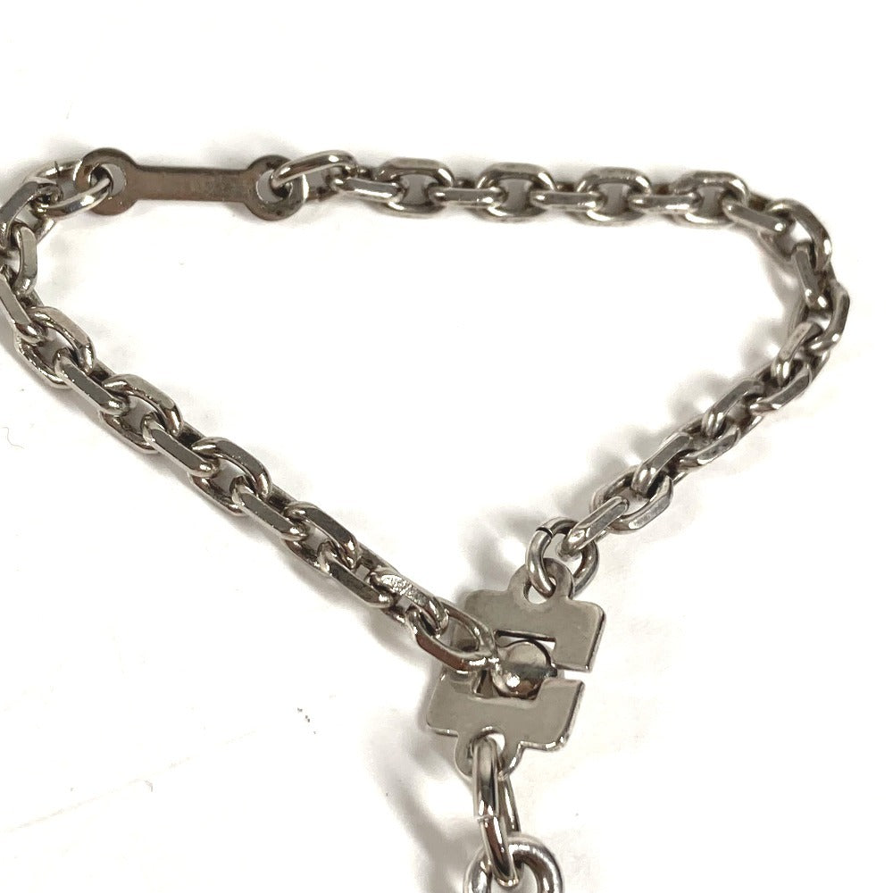 HERMES Logo Enameled Chain Bag Charm Keychain Metal Unisex Silver