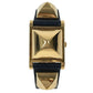 HERMES Medor Quartz Bracelet Watch, Leather, Unisex, Black
