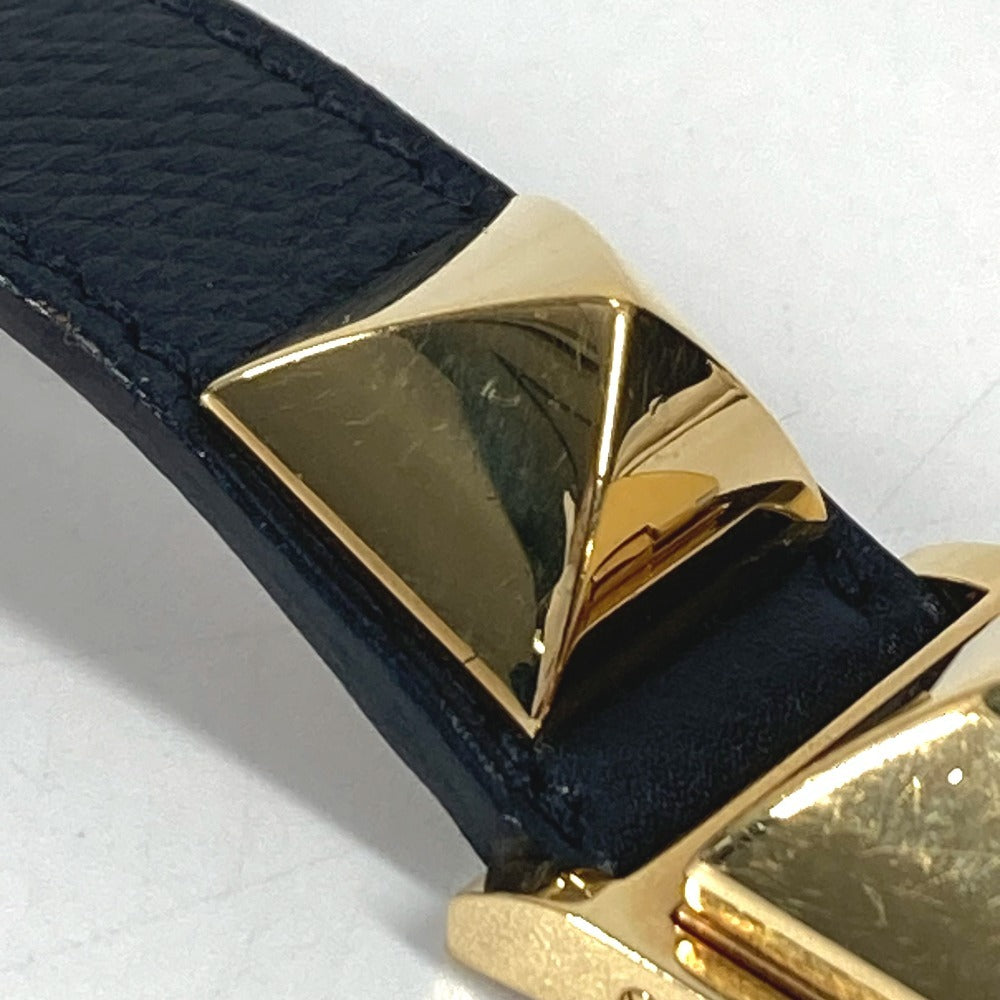 HERMES Medor Quartz Bracelet Watch, Leather, Unisex, Black