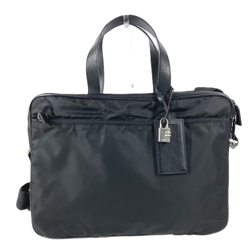 PRADA Triangle Logo Plate Shoulder Bag Handbag 2WAY Bag Business Bag Leather/Nylon Unisex Black