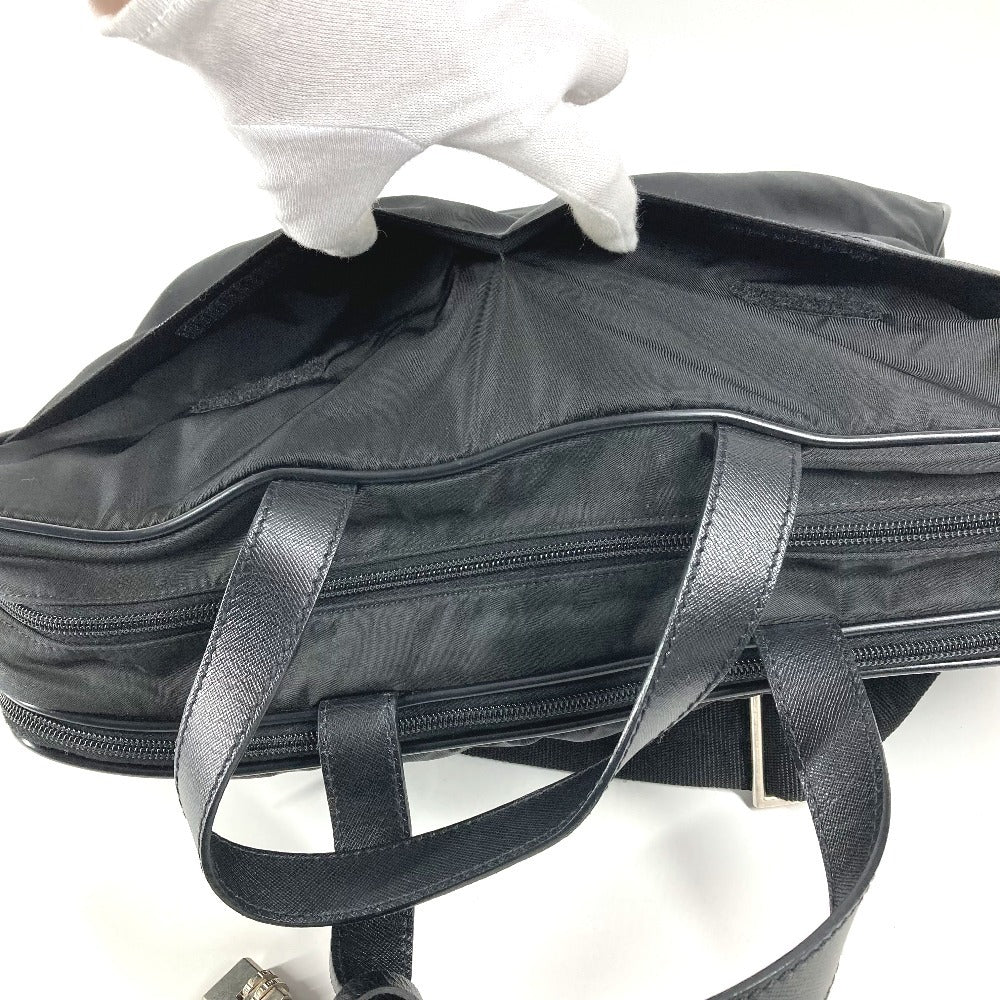PRADA Triangle Logo Plate Shoulder Bag Handbag 2WAY Bag Business Bag Leather/Nylon Unisex Black