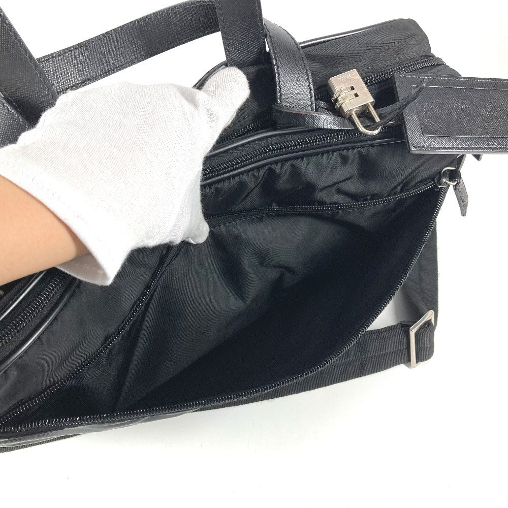 PRADA Triangle Logo Plate Shoulder Bag Handbag 2WAY Bag Business Bag Leather/Nylon Unisex Black