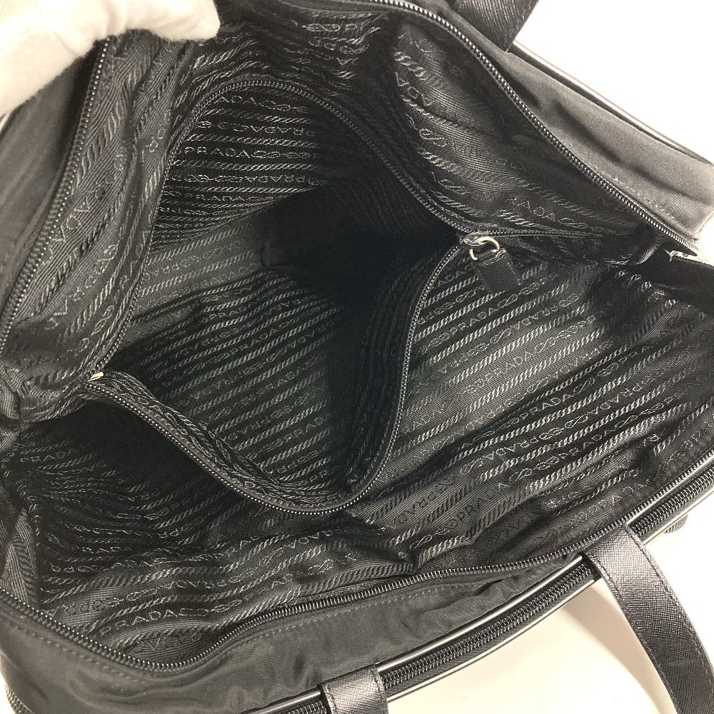 PRADA Triangle Logo Plate Shoulder Bag Handbag 2WAY Bag Business Bag Leather/Nylon Unisex Black